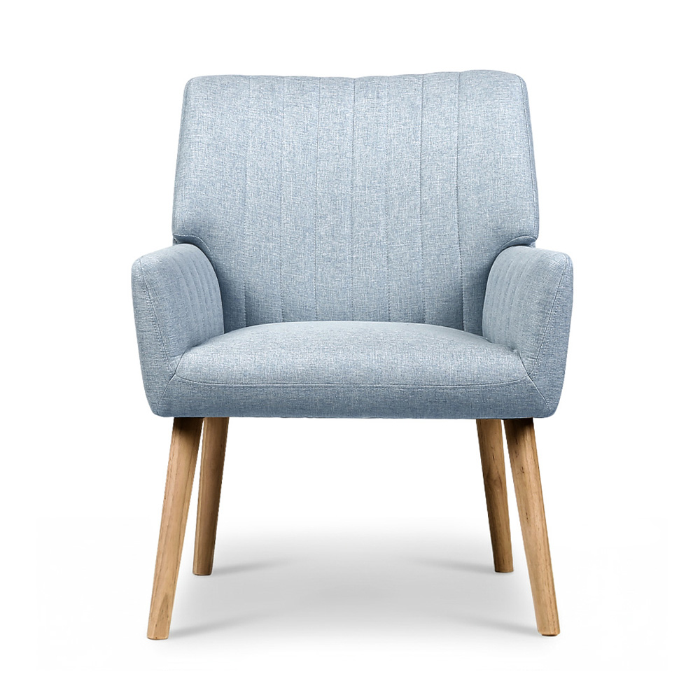 Artiss 2X Armchair Fabric Blue Grey - Image 3