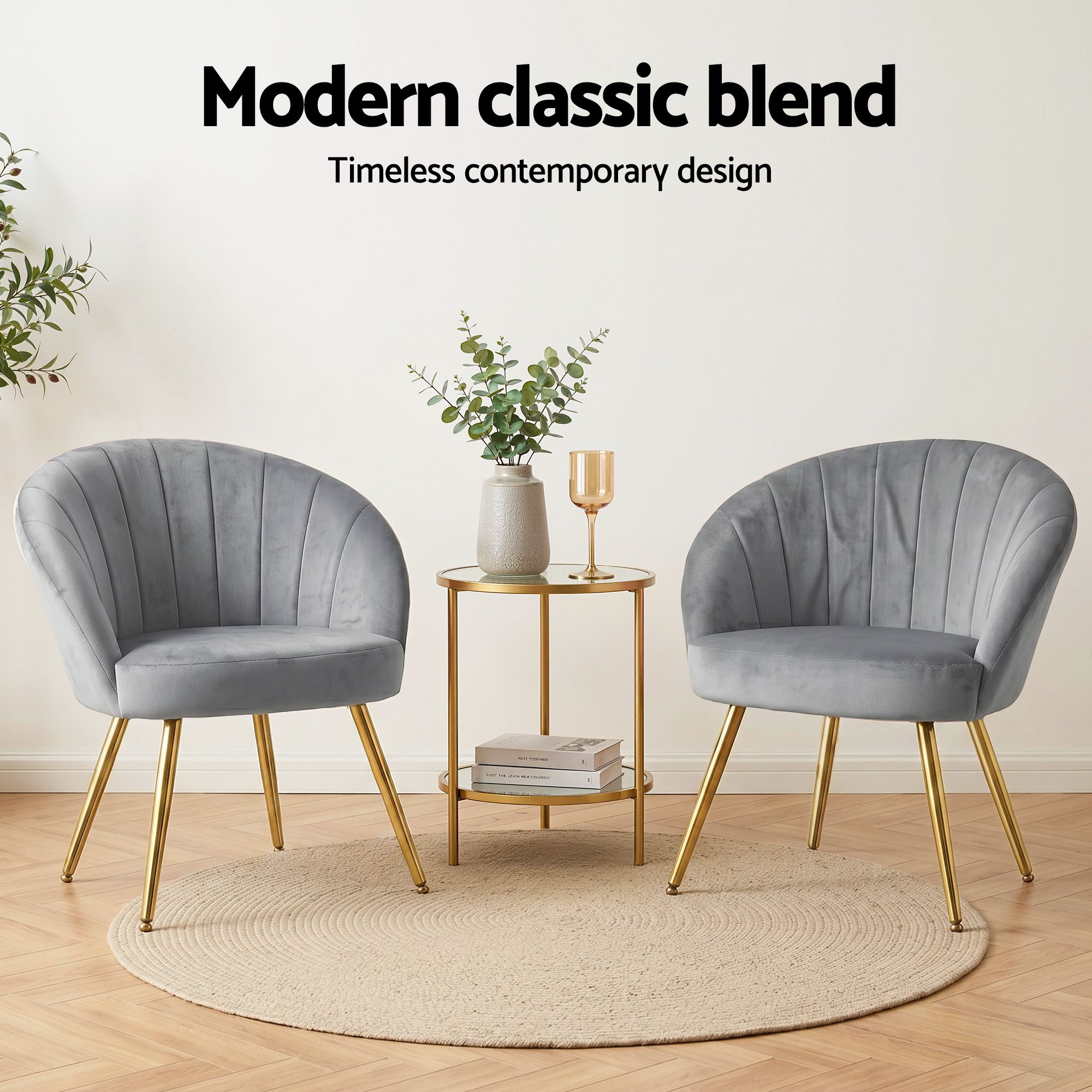Artiss Armchair Velvet Grey Eloise - Image 8