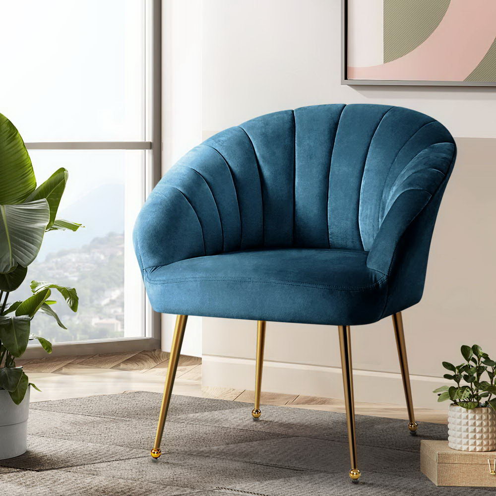 Artiss Armchair Velvet Blue Eloise - Image 1