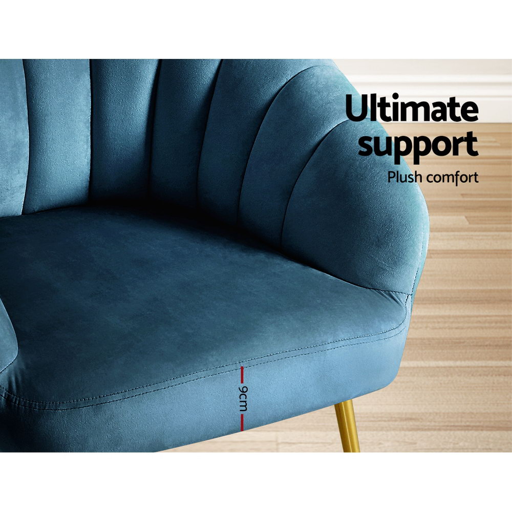 Artiss Armchair Velvet Blue Eloise - Image 5