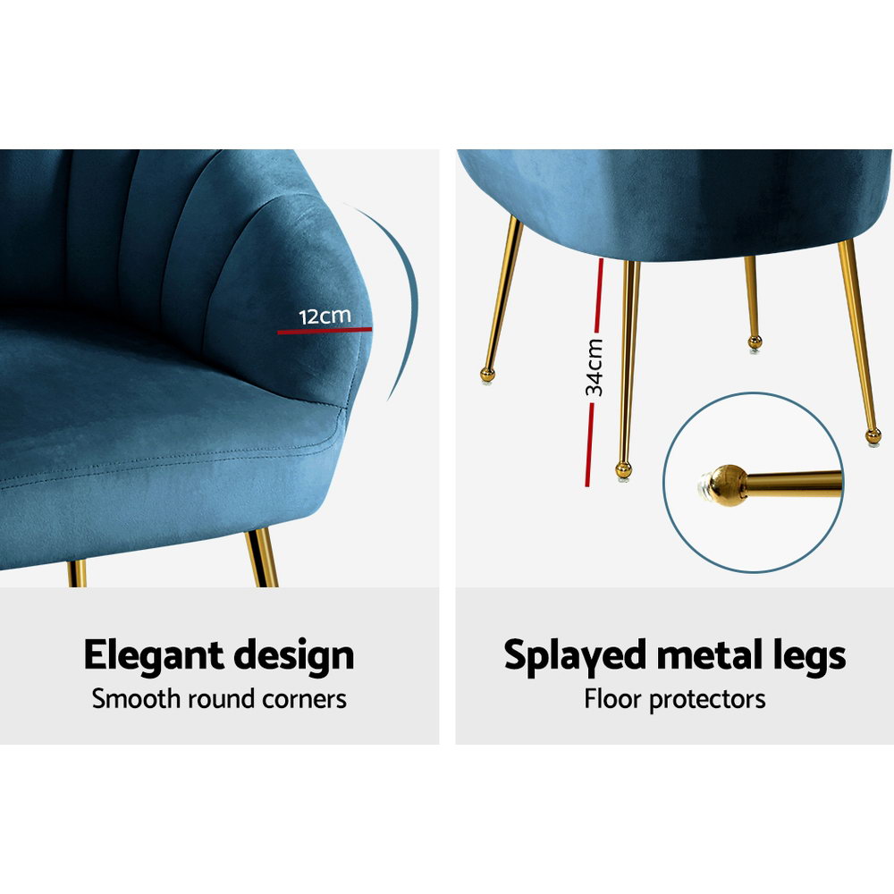 Artiss Armchair Velvet Blue Eloise - Image 6