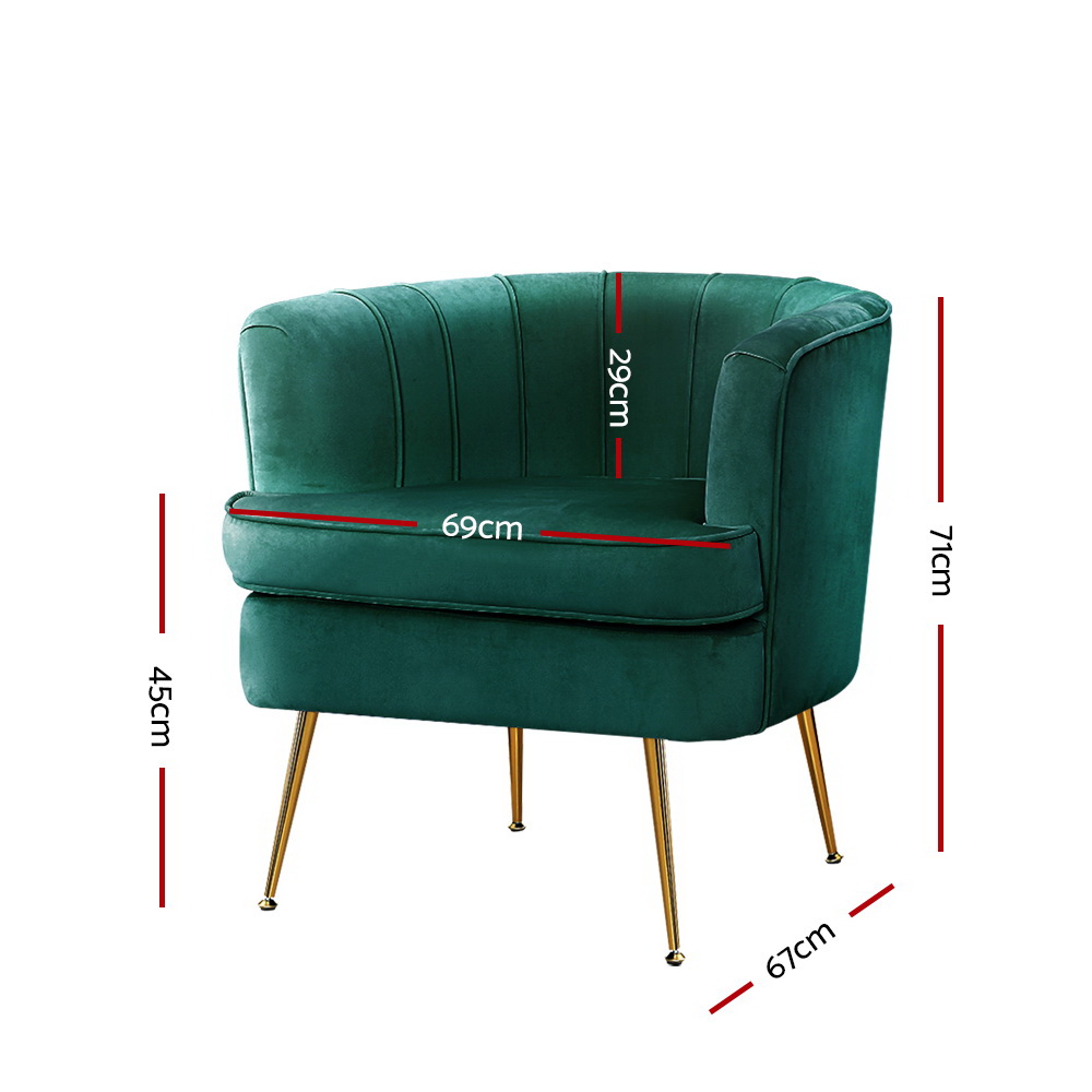 Artiss Armchair Velvet Green Norvia - Image 2