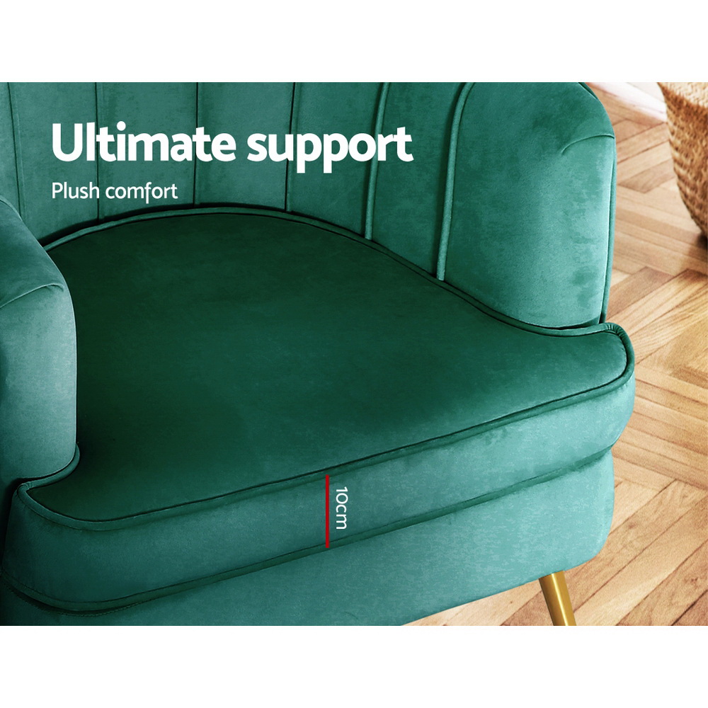 Artiss Armchair Velvet Green Norvia - Image 5
