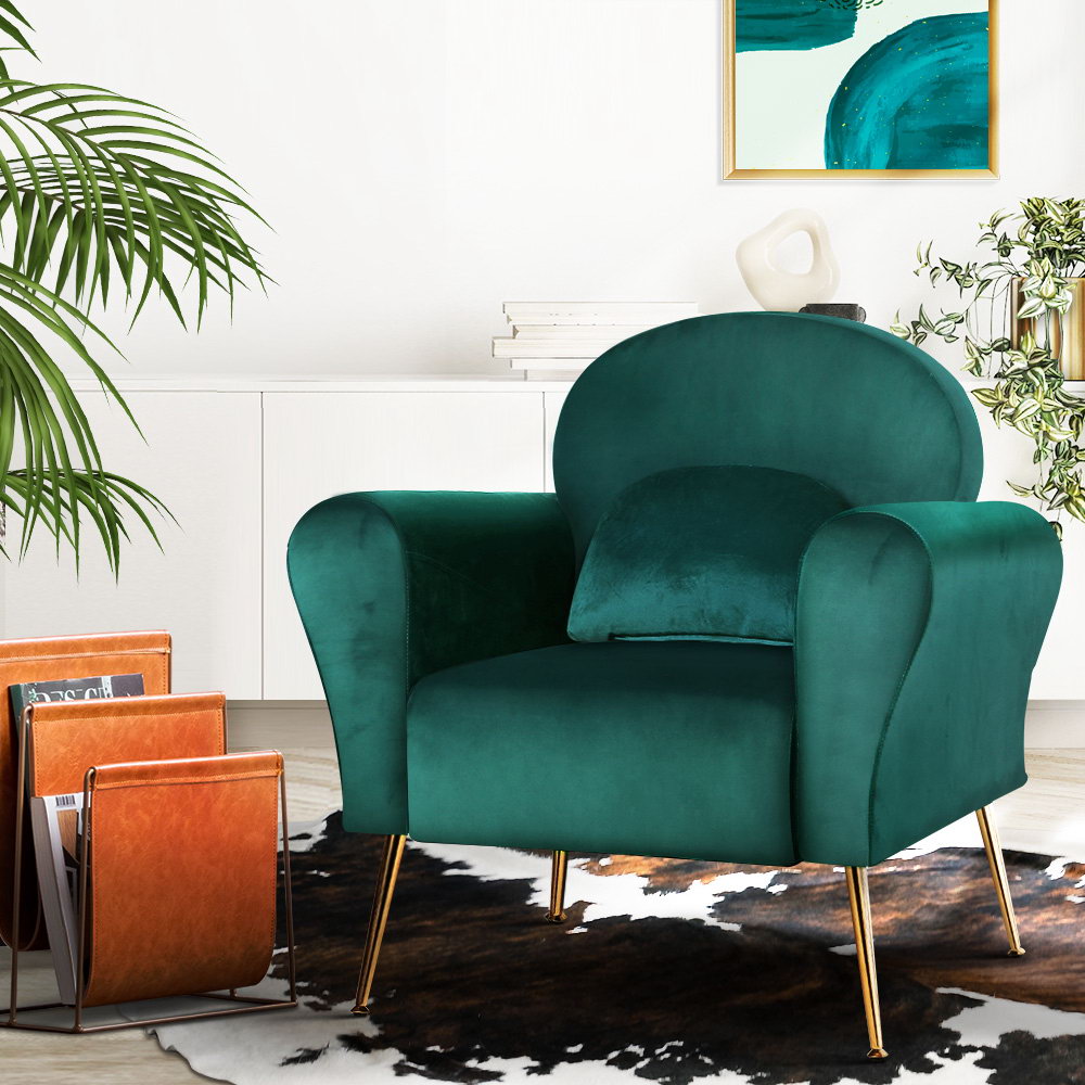 Artiss Armchair Green Velvet Caroline - Image 1