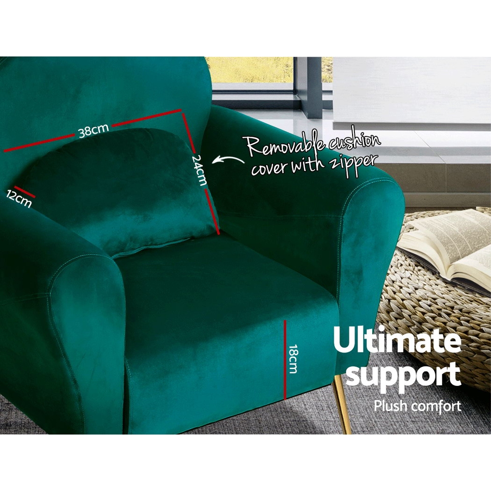 Artiss Armchair Green Velvet Caroline - Image 5