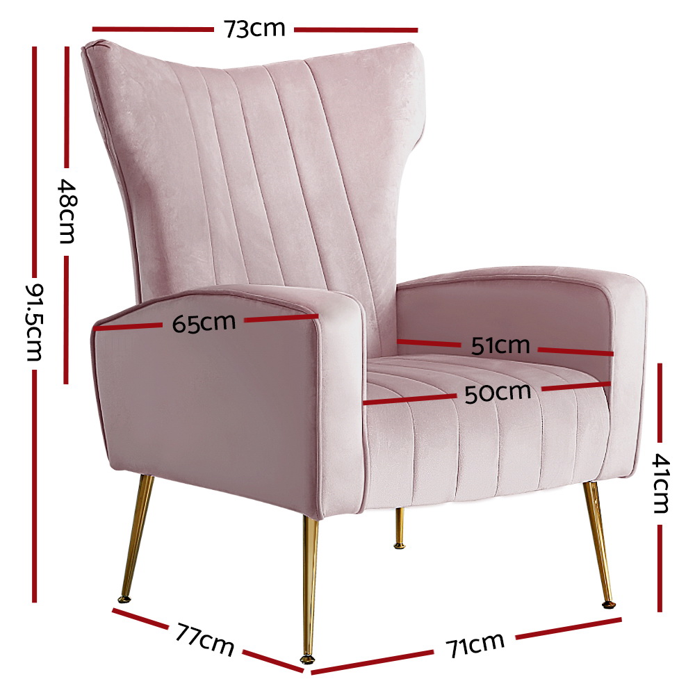 Artiss Armchair Pink Velvet Kate - Image 2