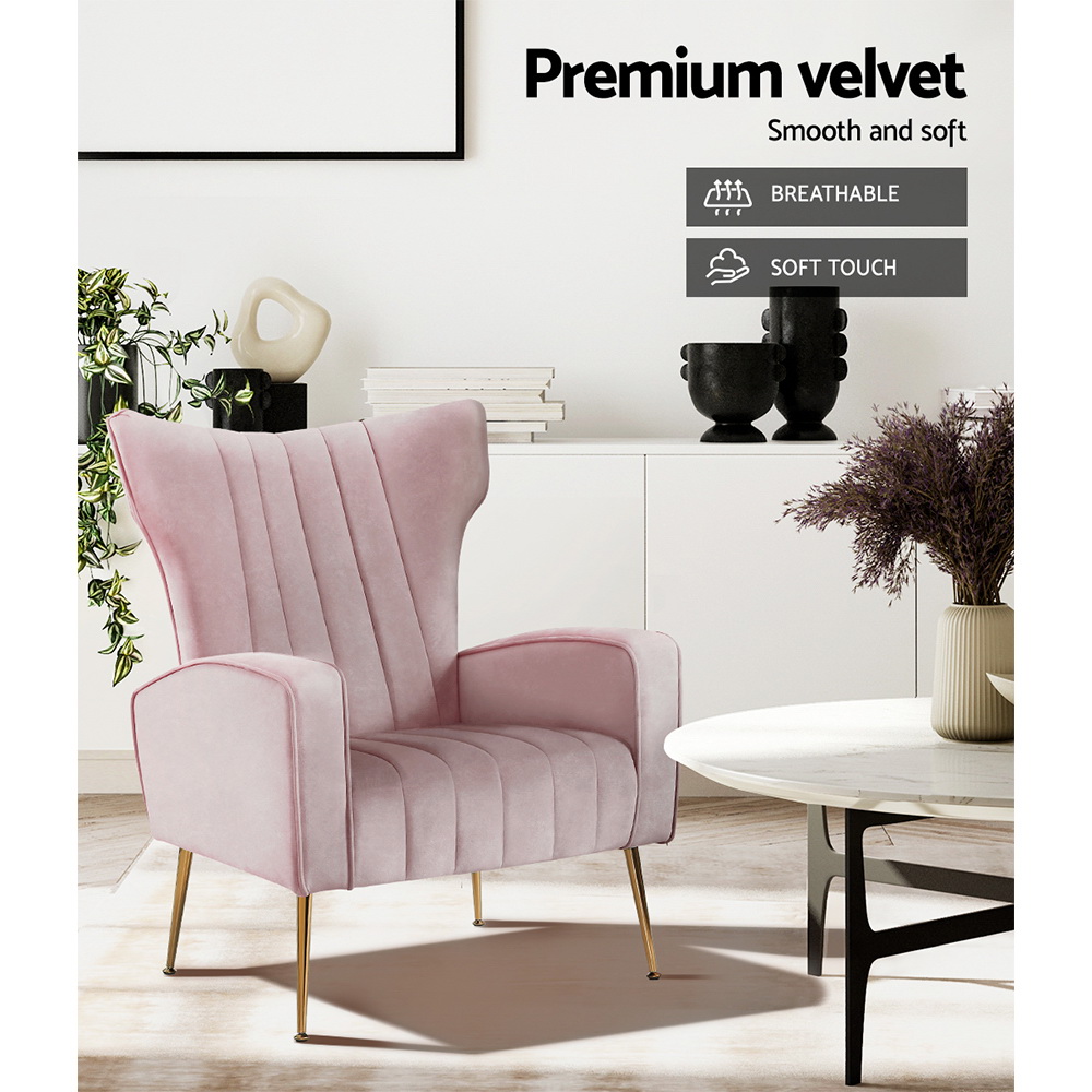 Artiss Armchair Pink Velvet Kate - Image 5