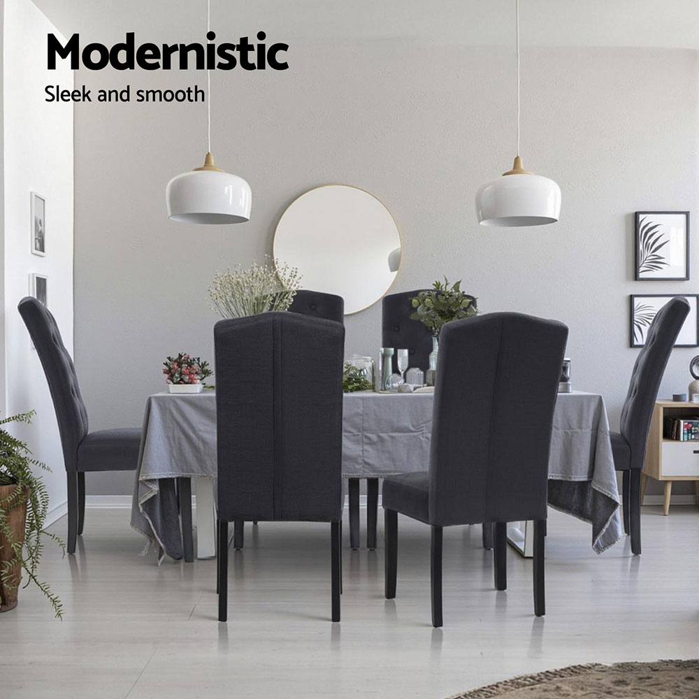 Artiss Dining Chairs Set of 4 Linen Parsons Chair Dark Grey - Image 4