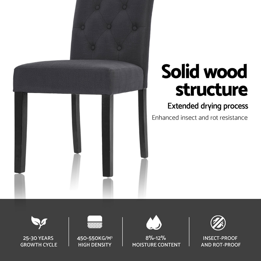 Artiss Dining Chairs Set of 4 Linen Parsons Chair Dark Grey - Image 5