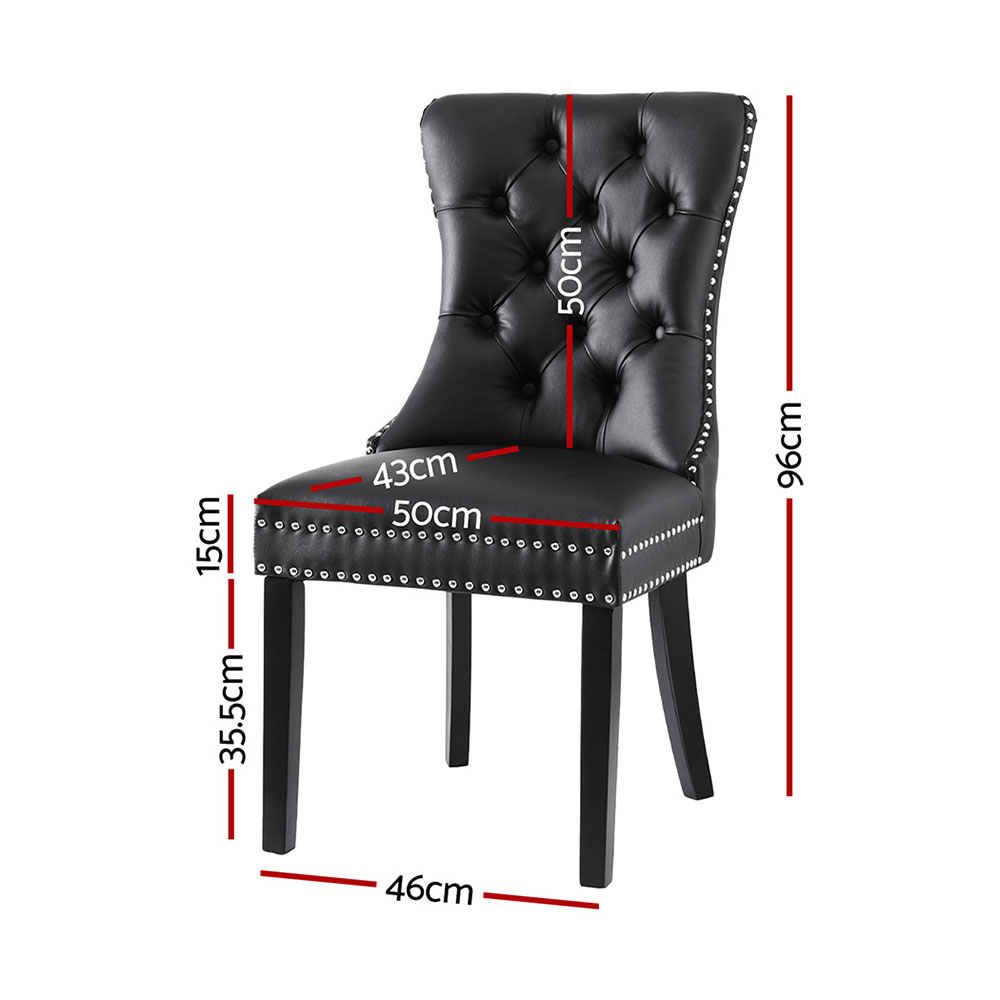 1 Set of 4 Artiss Dining Chairs Black Leather - Image 2