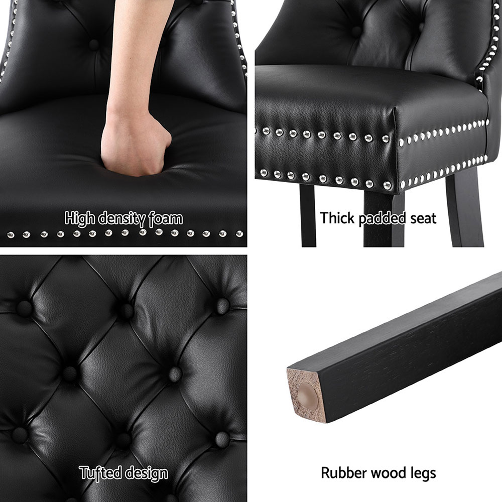 1 Set of 4 Artiss Dining Chairs Black Leather - Image 6