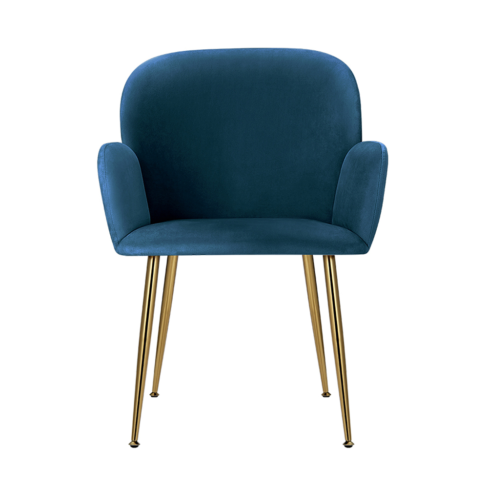 Artiss Dining Chairs Set of 2 Velvet Armchair Blue - Image 3