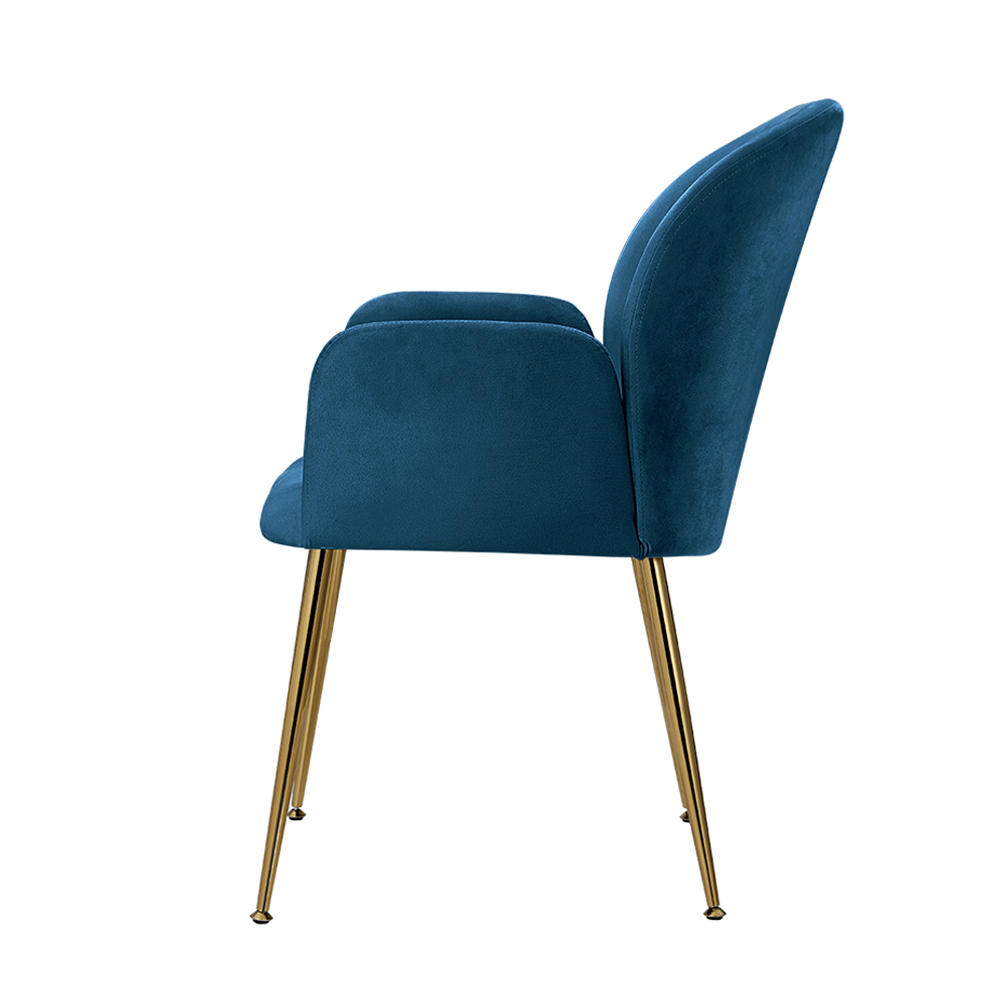 Artiss Dining Chairs Set of 2 Velvet Armchair Blue - Image 4