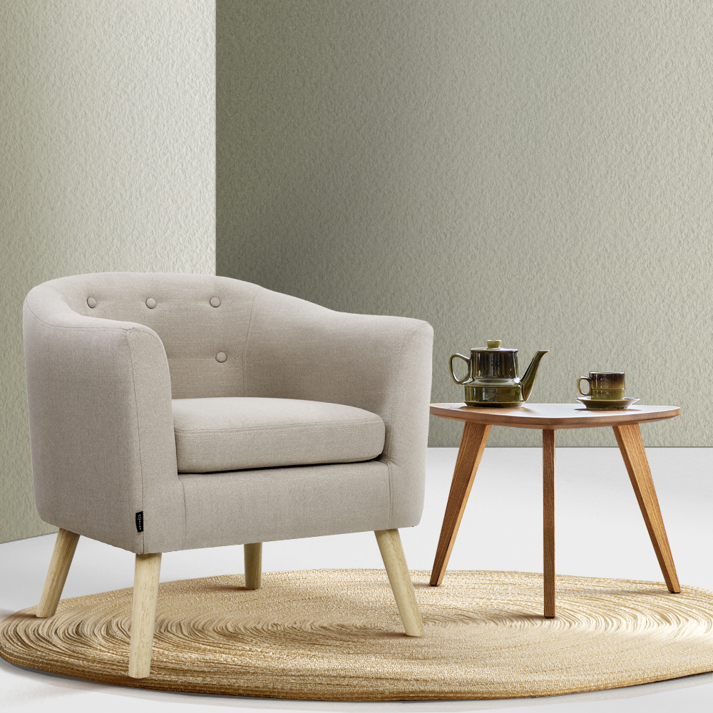 Artiss Armchair Tub Chair Beige Adora - Image 1