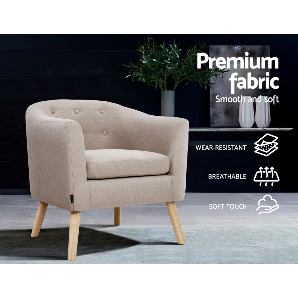 Artiss Armchair Tub Chair Beige Adora - Image 4