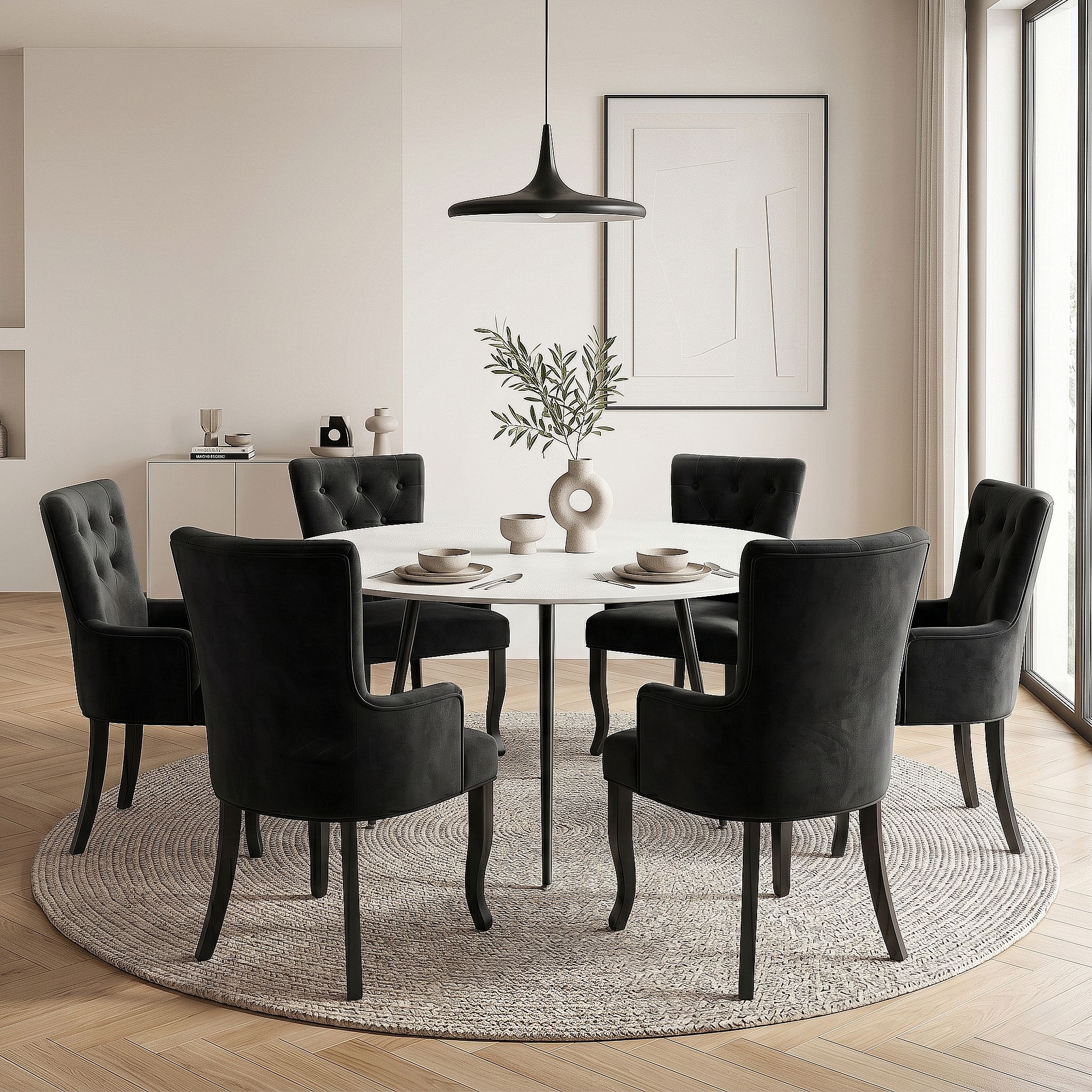 6x Artiss Dining Chairs Velvet French Provincial Armchair Black - Image 5