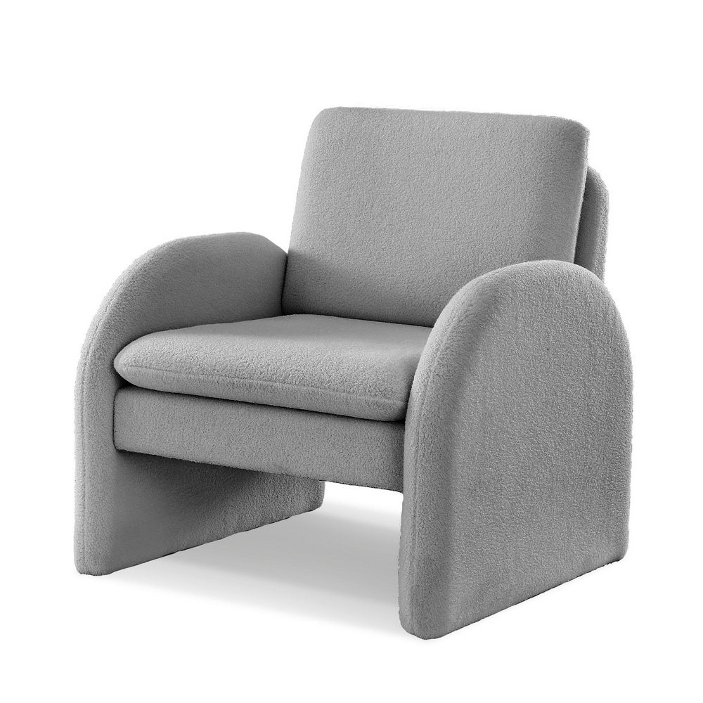 Artiss Armchair Accent Chair Lounge Tub Sofa Couch Curved Arm Seat Boucle Grey - Image 2