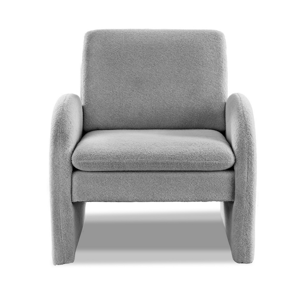 Artiss Armchair Accent Chair Lounge Tub Sofa Couch Curved Arm Seat Boucle Grey - Image 4
