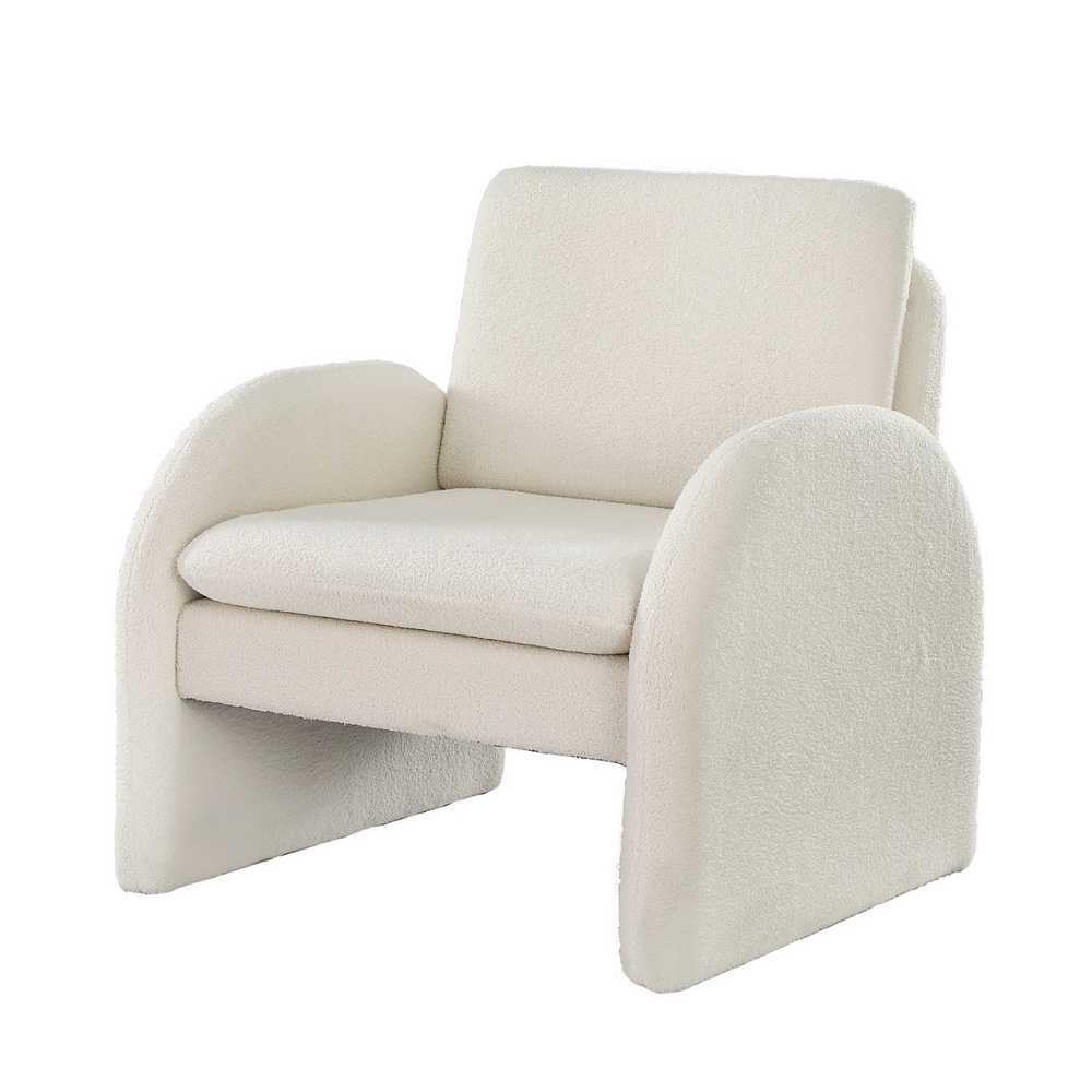 Artiss Armchair Accent Chair Lounge Tub Sofa Couch Curved Arm Seat Boucle White - Image 1