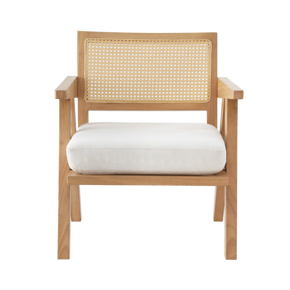 Artiss Armchair Accent Chair Lounge Rattan Velvet Pine - Image 3