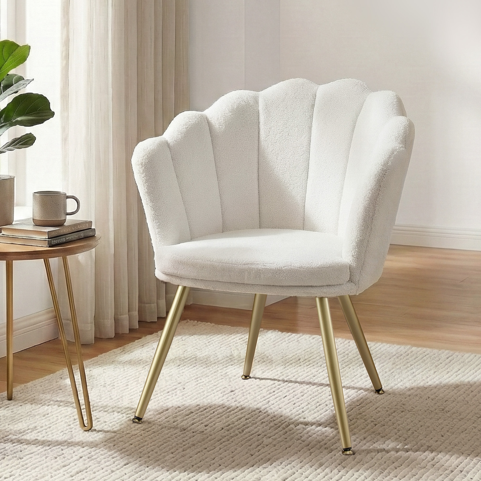 Artiss Armchair Teddy Fleece White Callista - Image 1