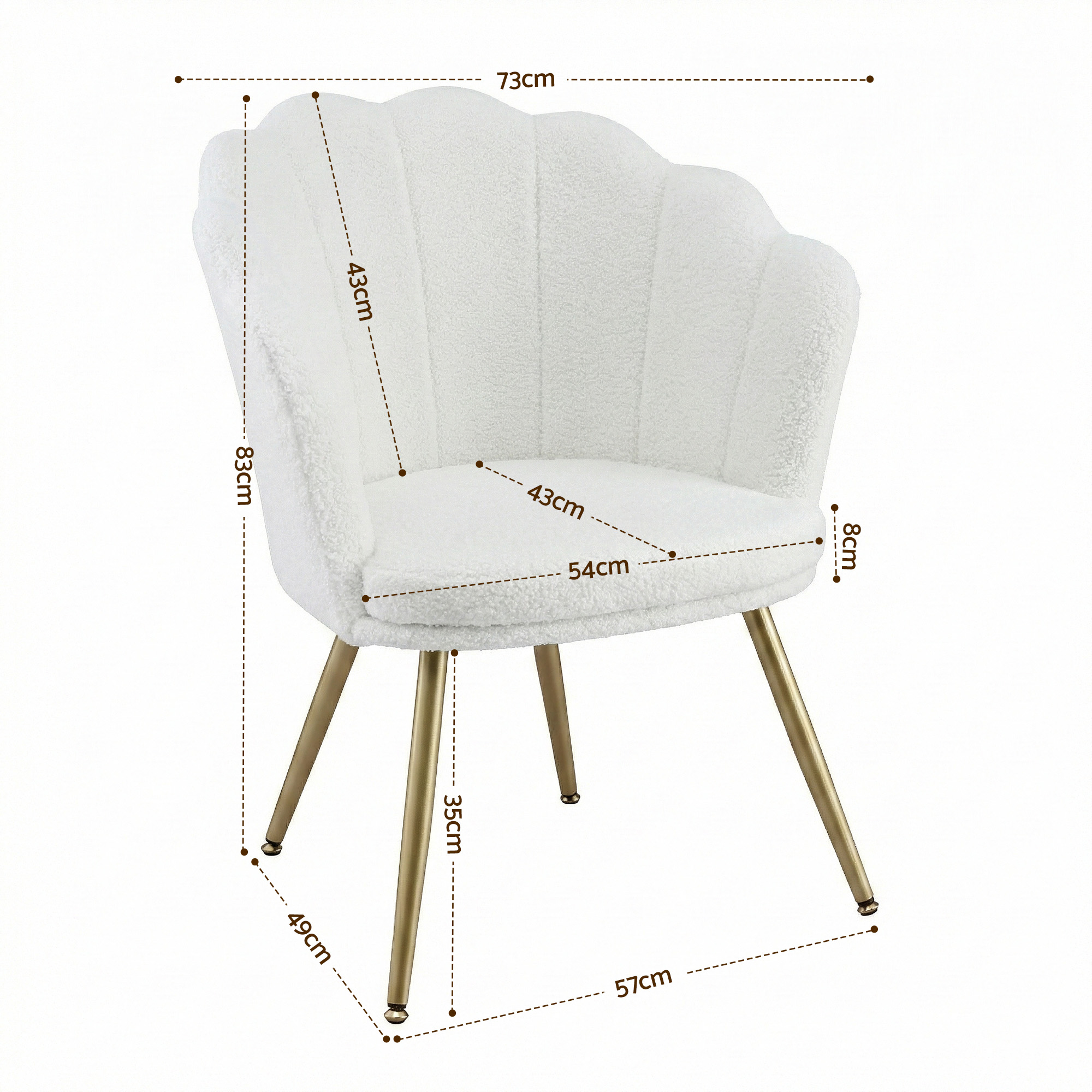Artiss Armchair Teddy Fleece White Callista - Image 2