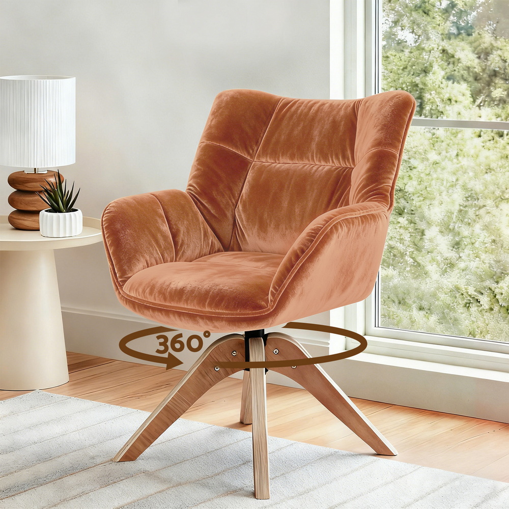 Artiss Swivel Chair Armchair Nursing Velvet Brown - Image 1
