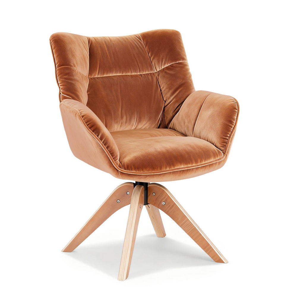 Artiss Swivel Chair Armchair Nursing Velvet Brown - Image 3