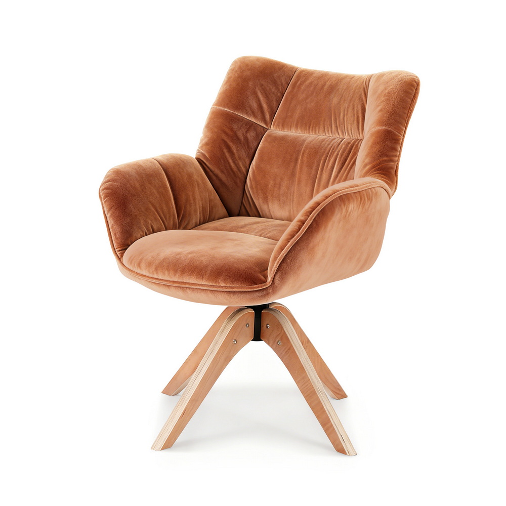 Artiss Swivel Chair Armchair Nursing Velvet Brown - Image 7