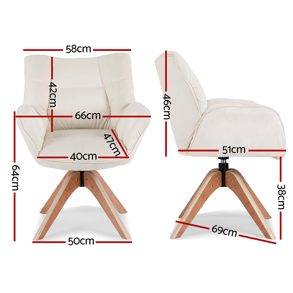 Artiss Swivel Chair Armchair Nursing Velvet White - Image 2