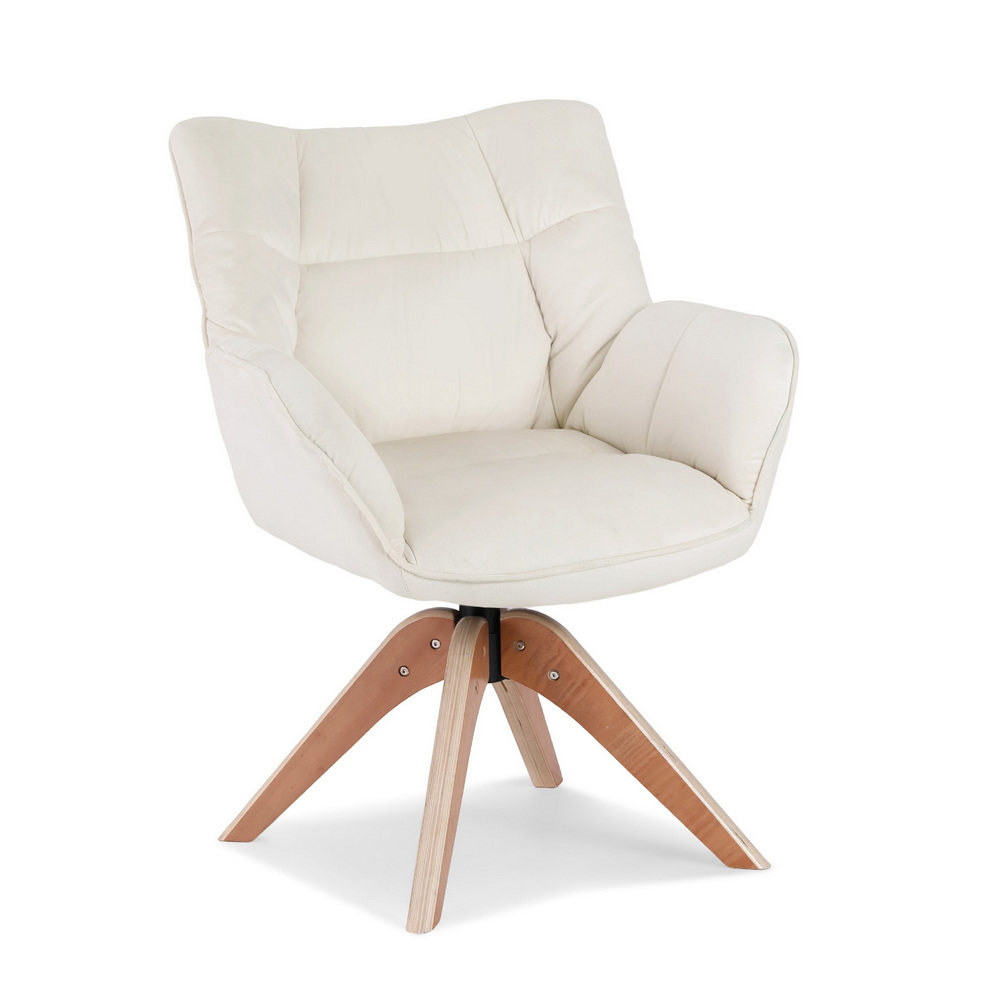 Artiss Swivel Chair Armchair Nursing Velvet White - Image 3