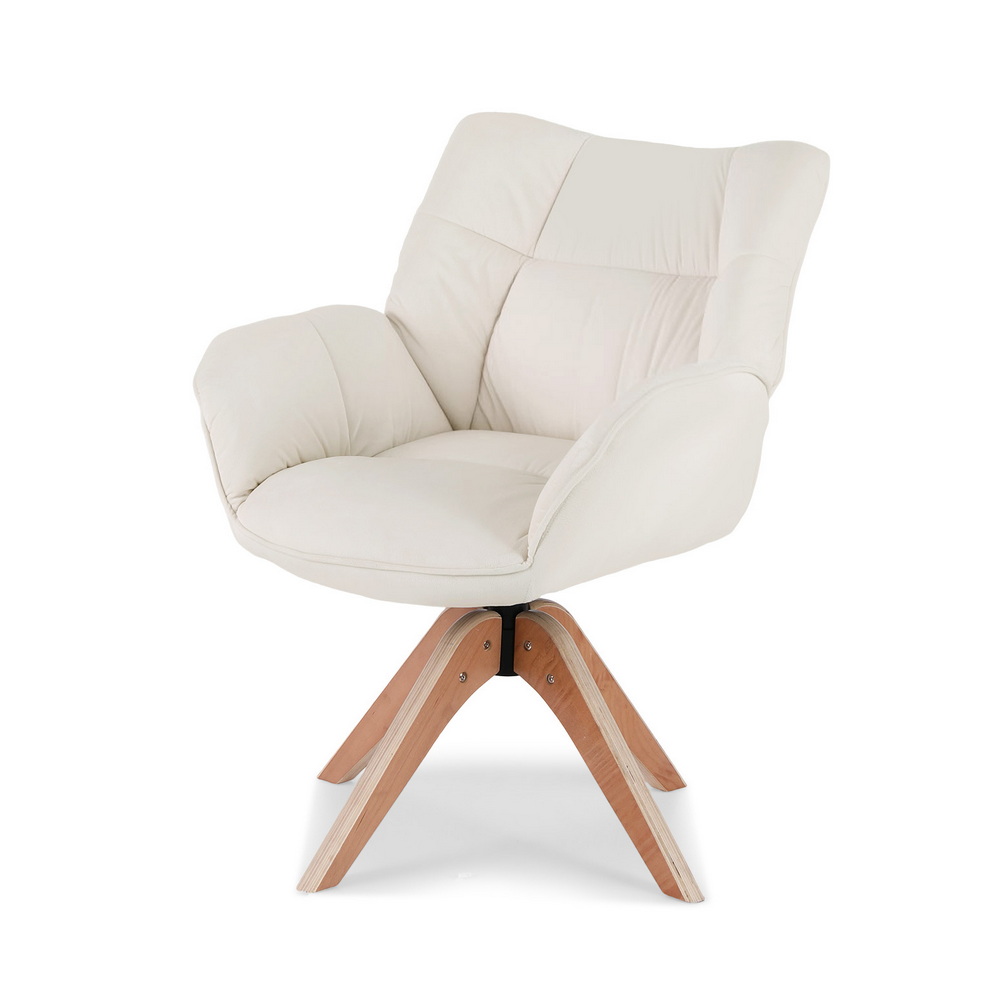 Artiss Swivel Chair Armchair Nursing Velvet White - Image 7
