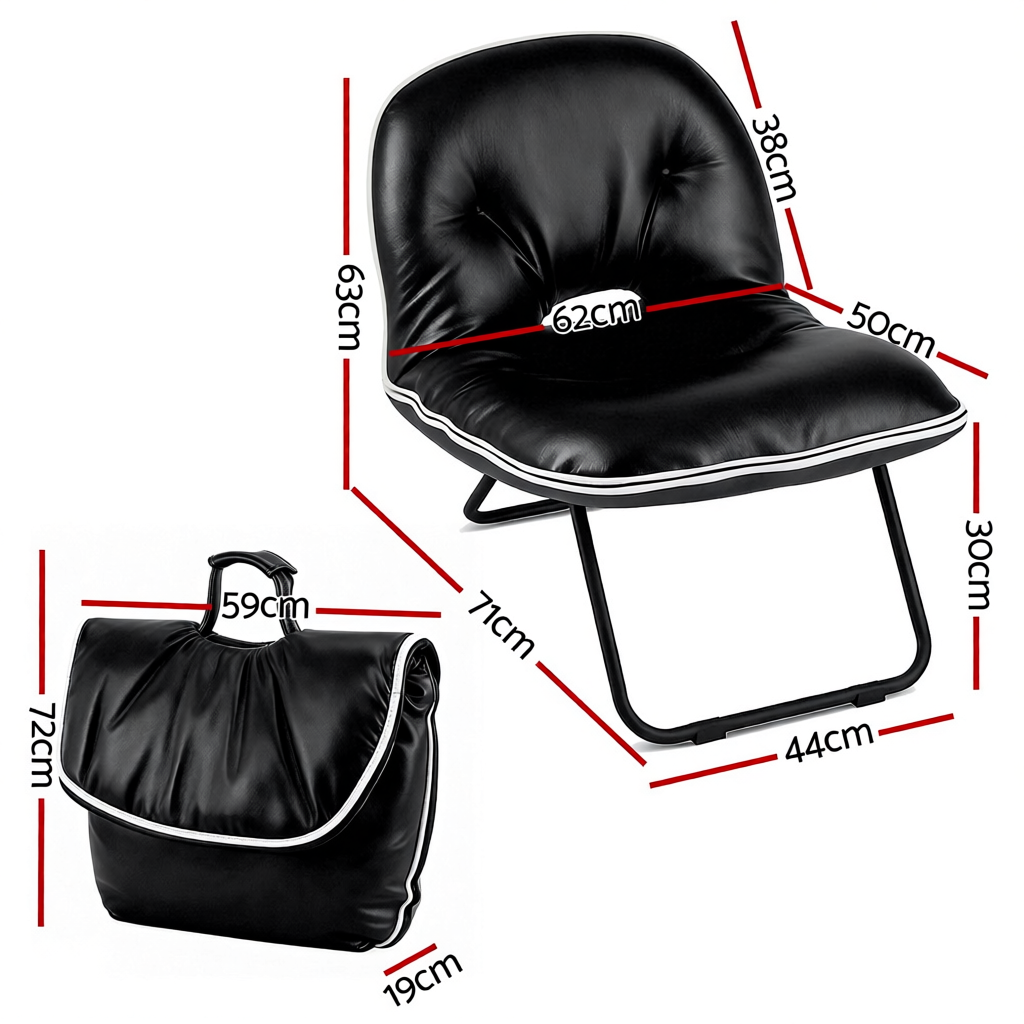 Artiss Foldable Chair 2-In-1 Armchair Lounge Chair Portable Black - Image 7