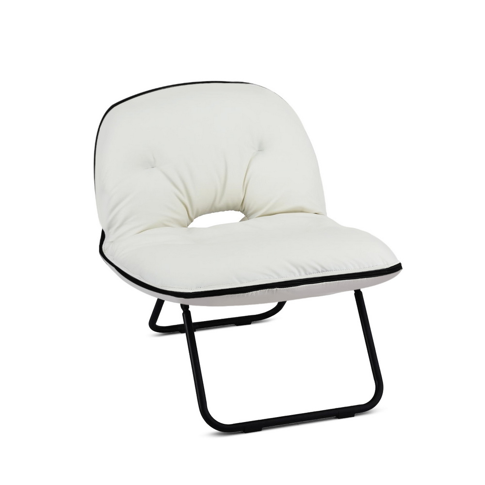 Artiss Foldable Chair 2-In-1 Armchair Lounge Chair Portable White - Image 2