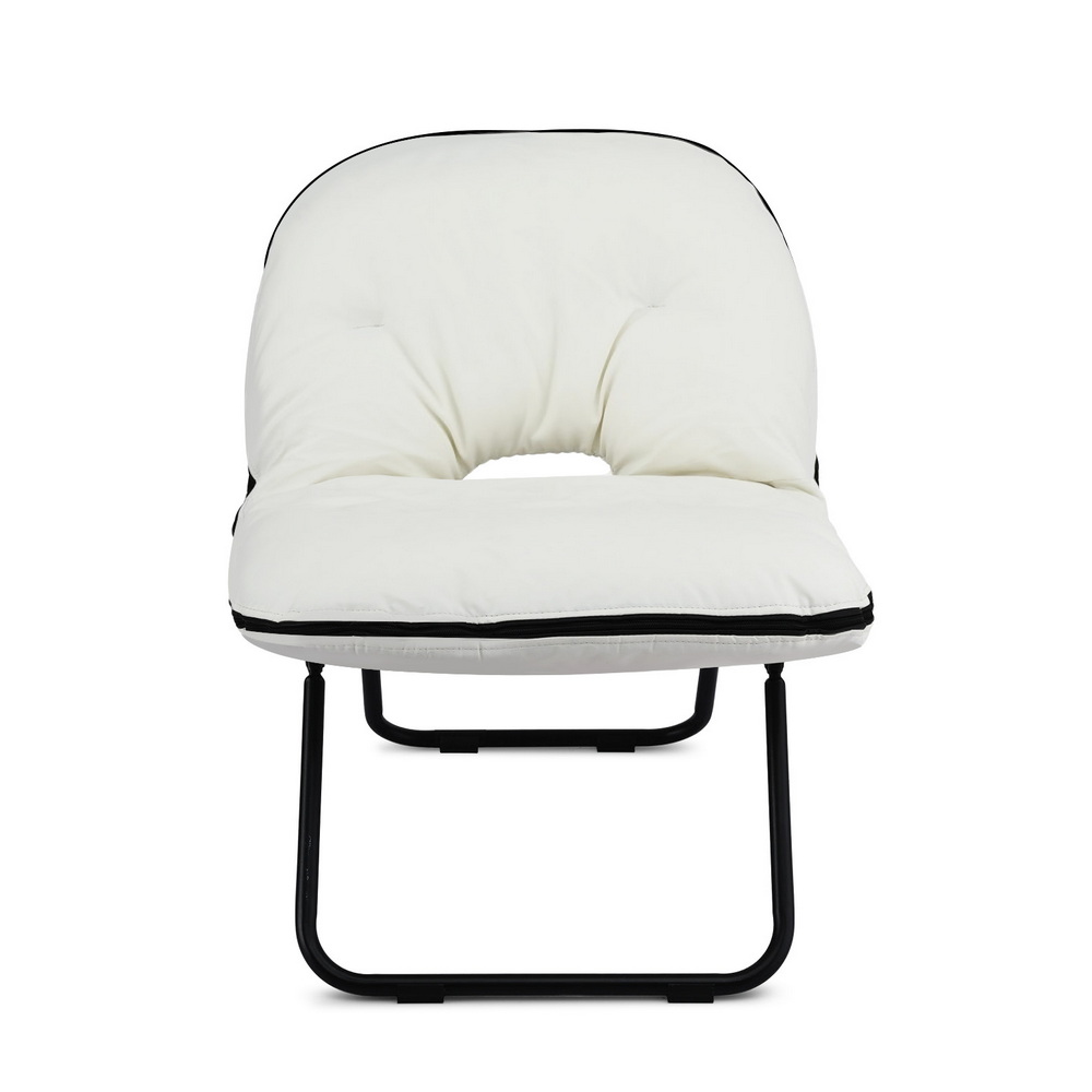 Artiss Foldable Chair 2-In-1 Armchair Lounge Chair Portable White - Image 4
