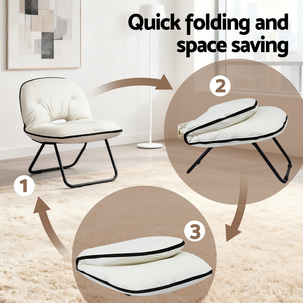 Artiss Foldable Chair 2-In-1 Armchair Lounge Chair Portable White - Image 6