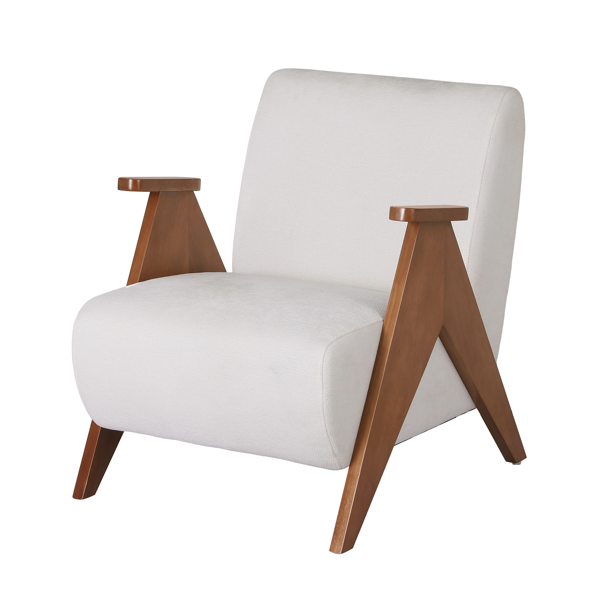 Artiss Armchair Accent Chair Sturdy Upholstered Solid Wood Chenille Fabric White - Image 8