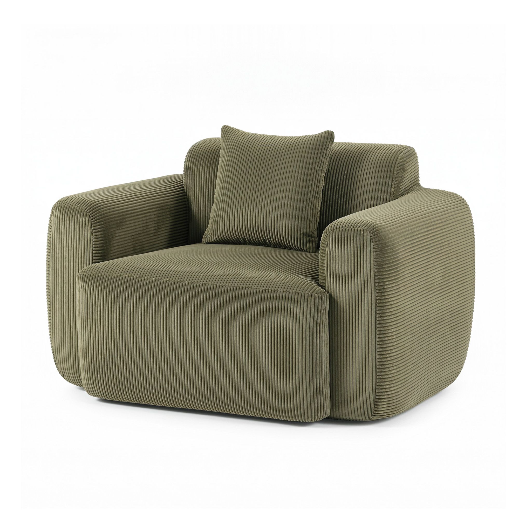 Artiss Compressed Armchair Sofa with Cushion Corduroy No Assembly Green - Image 2