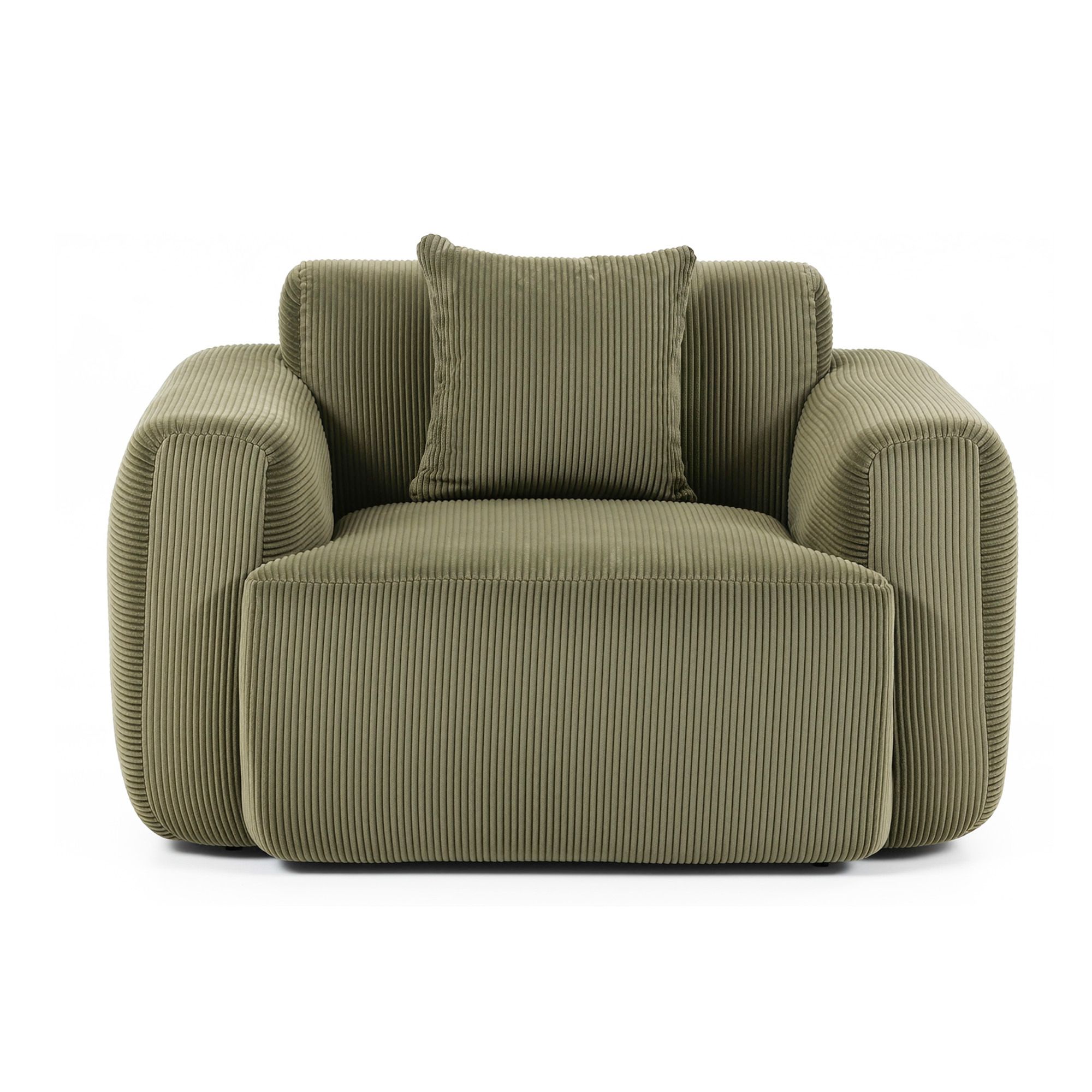 Artiss Compressed Armchair Sofa with Cushion Corduroy No Assembly Green - Image 4