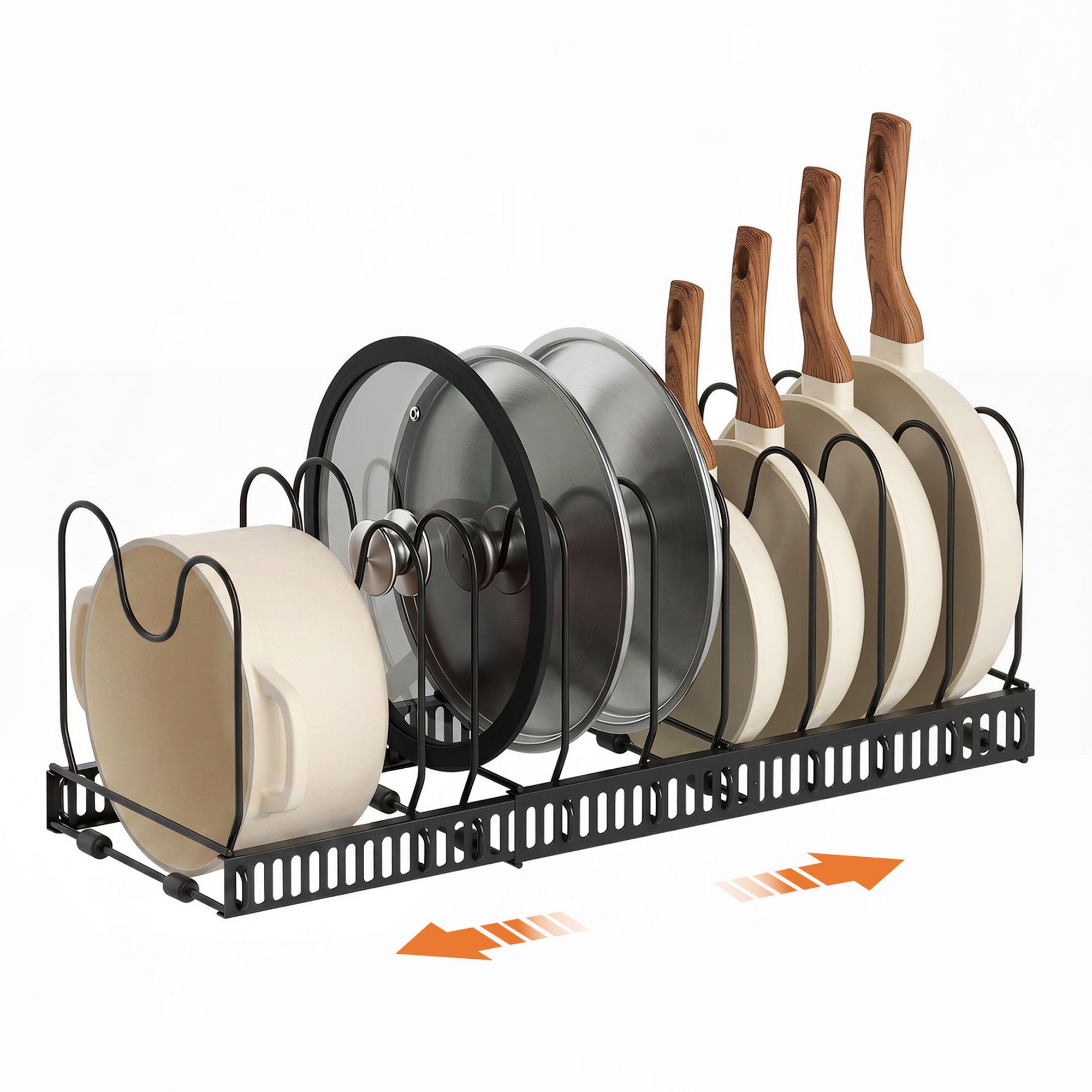 Artiss Expandable Pots and Pans Organizer Rack Cookware Holder Kitchen Cabinet Rack - Image 1