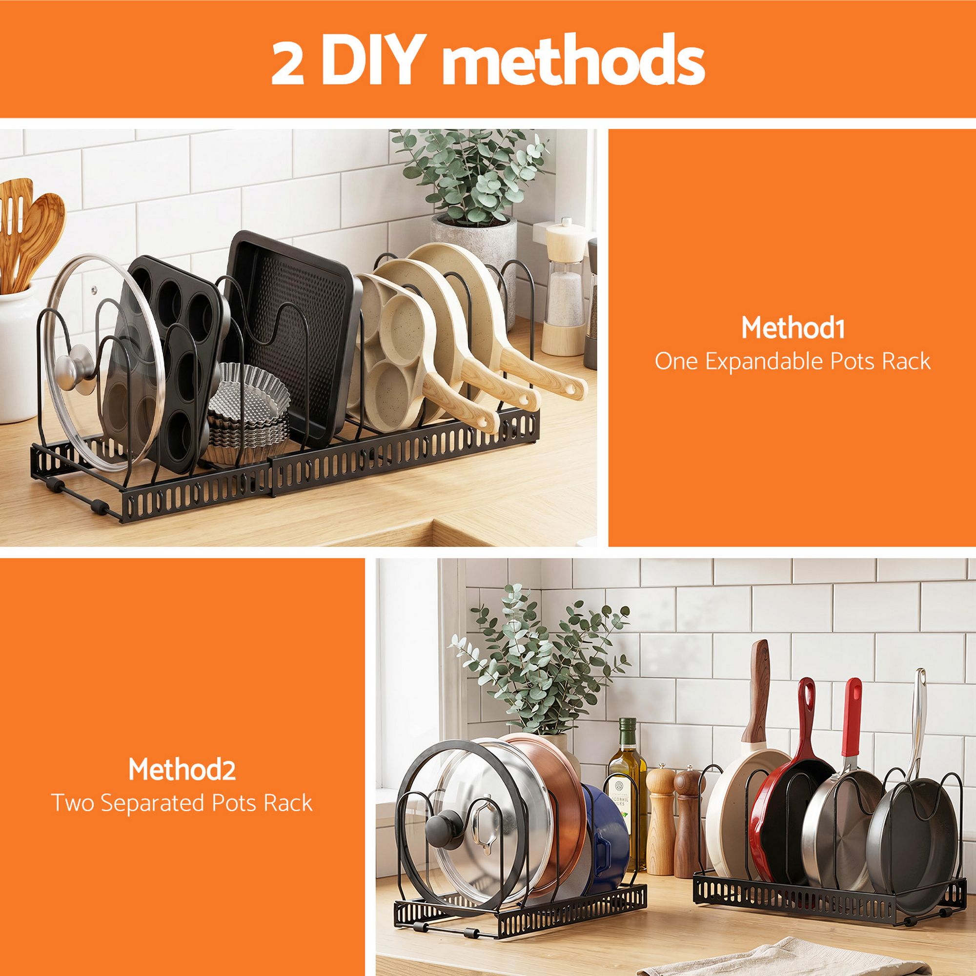 Artiss Expandable Pots and Pans Organizer Rack Cookware Holder Kitchen Cabinet Rack - Image 5