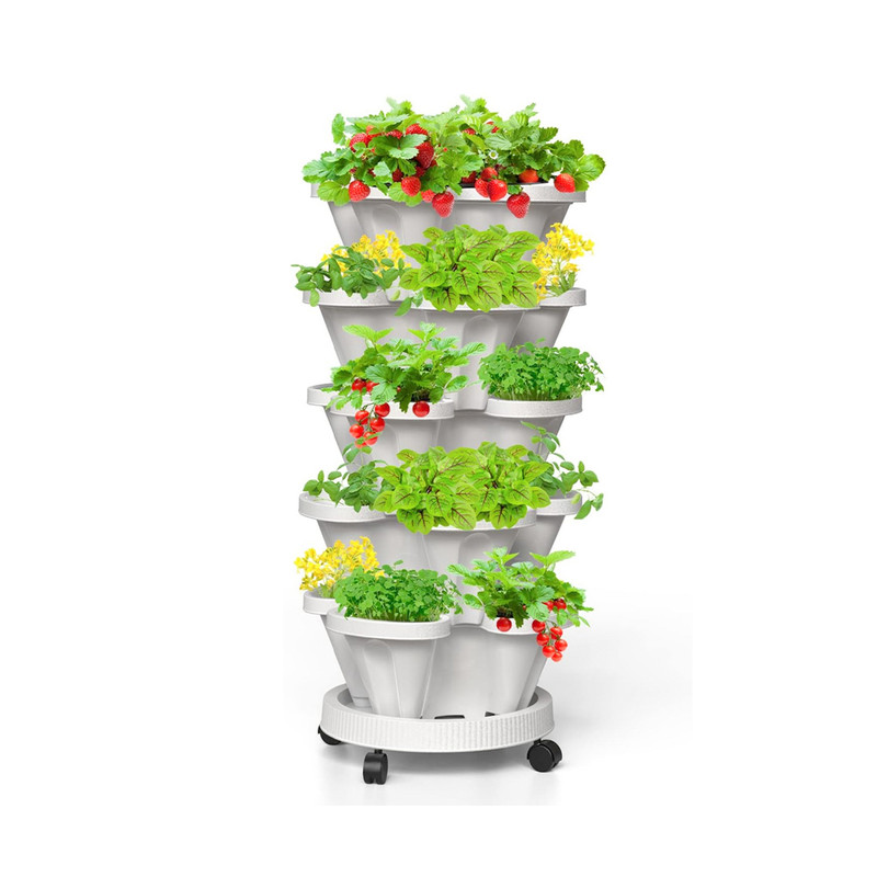 Hivvago 5-Tier Vertical Garden Planter – Stackable Indoor/Outdoor Pot with Wheel Base - Image 2
