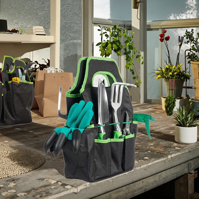 Hivvago 8-Piece Stainless Steel Garden Tool Set with Tote & Gloves - Image 2
