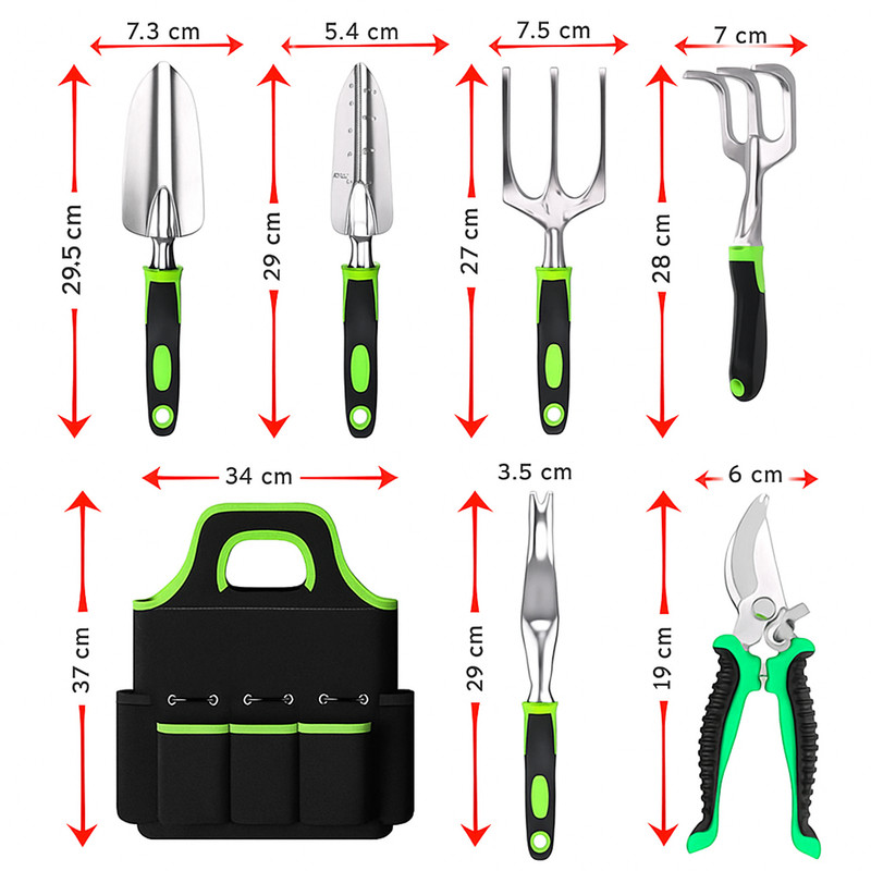 Hivvago 8-Piece Stainless Steel Garden Tool Set with Tote & Gloves - Image 3