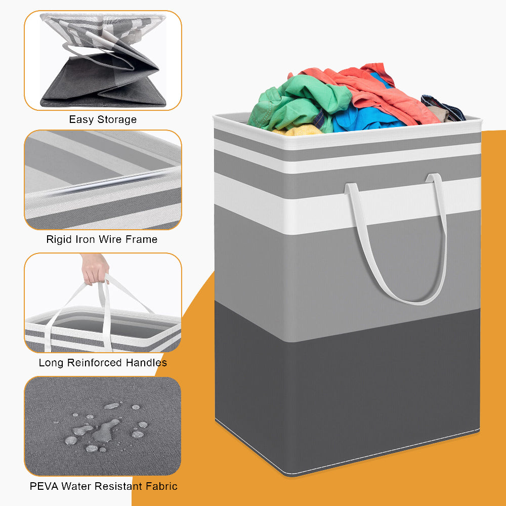 Hivvago 2-Pack Large Waterproof Laundry Baskets with Handles - Image 3