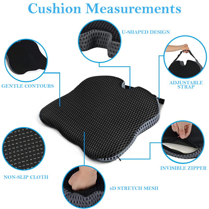 Vagooz Car Wedge Seat Cushion – Memory Foam Booster with Non-Slip Base, Black - Image 7