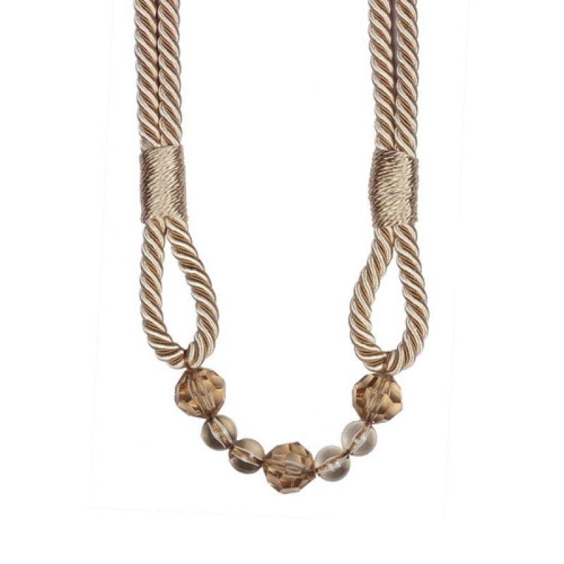 Cream Beaded Rope Curtain Tieback - Image 2