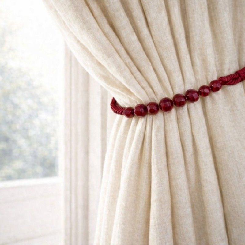 Burgundy Beaded Rope Curtain Tieback - Image 1