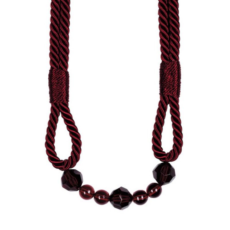 Burgundy Beaded Rope Curtain Tieback - Image 2