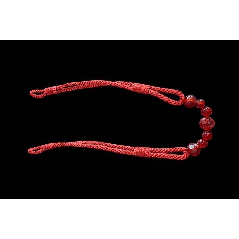 Coral Red Beaded Rope Curtain Tieback - Image 3